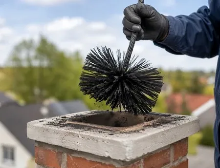 Brush rising out of a chimney flue